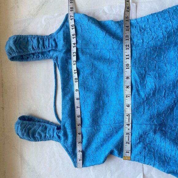 ASTR THE LABEL Midi Blue Dress Lace Up Open Back NWOT Women M Crinkle - Picture 7 of 11